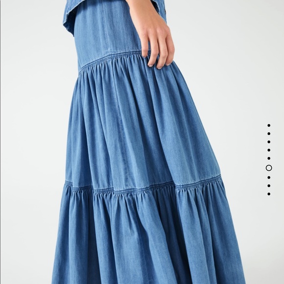 Zara denim ruffled skirt maxi Bloggers favorite - Picture 5 of 7
